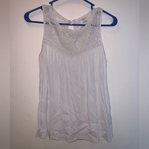 (S) Forever 21 White Tank Top with Lace Design